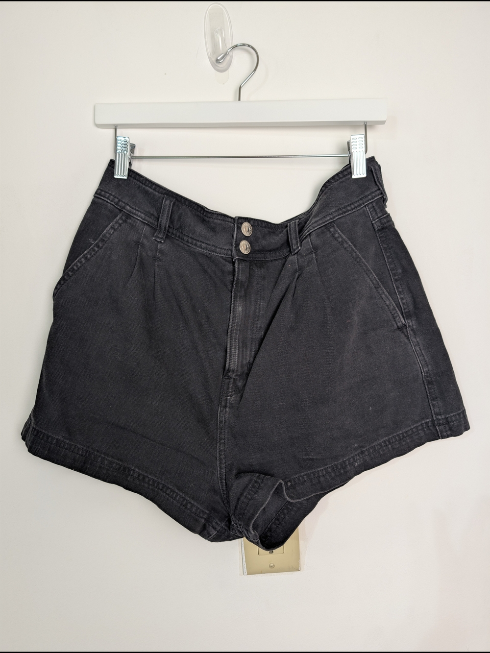 American Eagle High-Waist Black Denim Shorts Y2K Size 12 Whimsigoth Grunge Rodeo